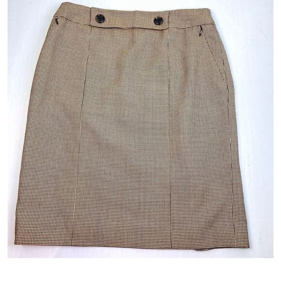 Carlisle Wool Blend Straight Skirt Women's 6 Brown Houndstooth Career Classic - Picture 1 of 8